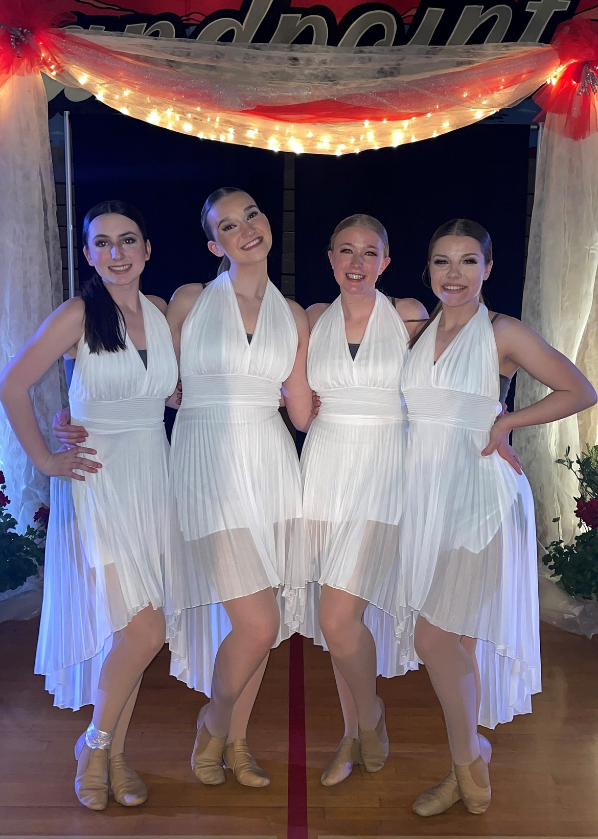 Senior members of the SHS dance team at their final performance on Saturday. From left to right: Mikah Little, Madison Coon, Riley Adam, Haleigh Knowles.