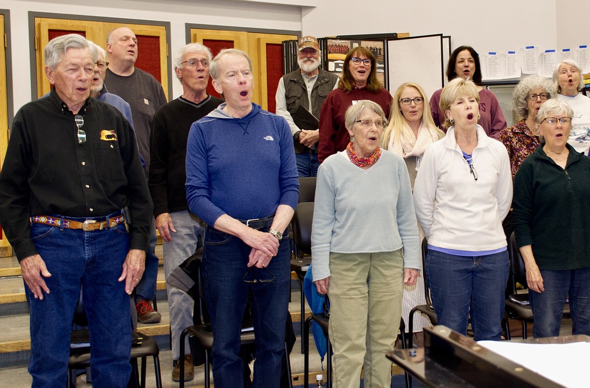 The Valley Voices Community Choir practices in preparation for the group’s concerts on April 29 and 30. (Courtesy photo)