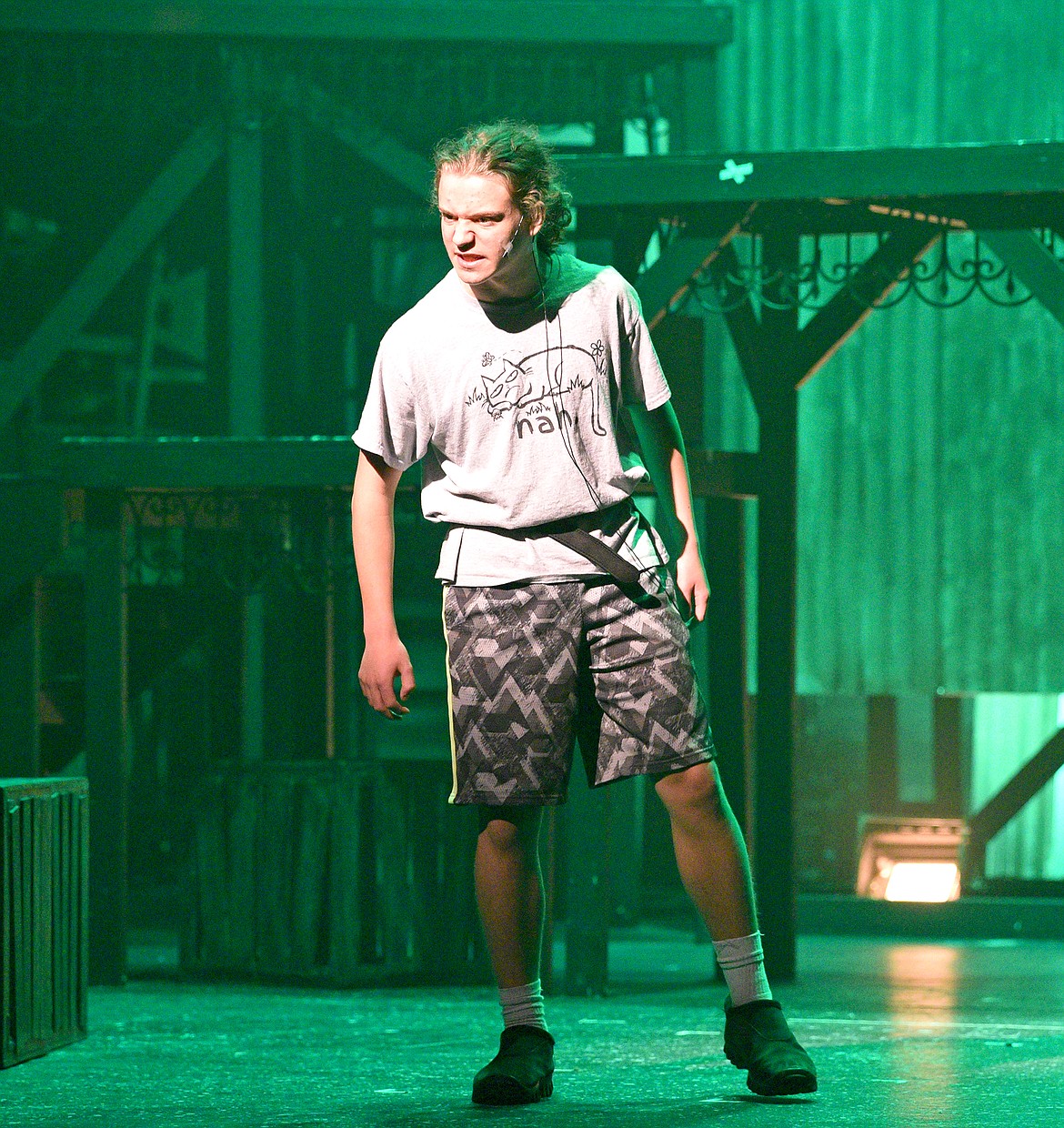 Lincoln McElwain plays the role of Combeferre during rehearsal of Alpine Theatre Project's Les Miserables at the Whitefish Performing Arts Center on Monday. (Whitney England/Whitefish Pilot)