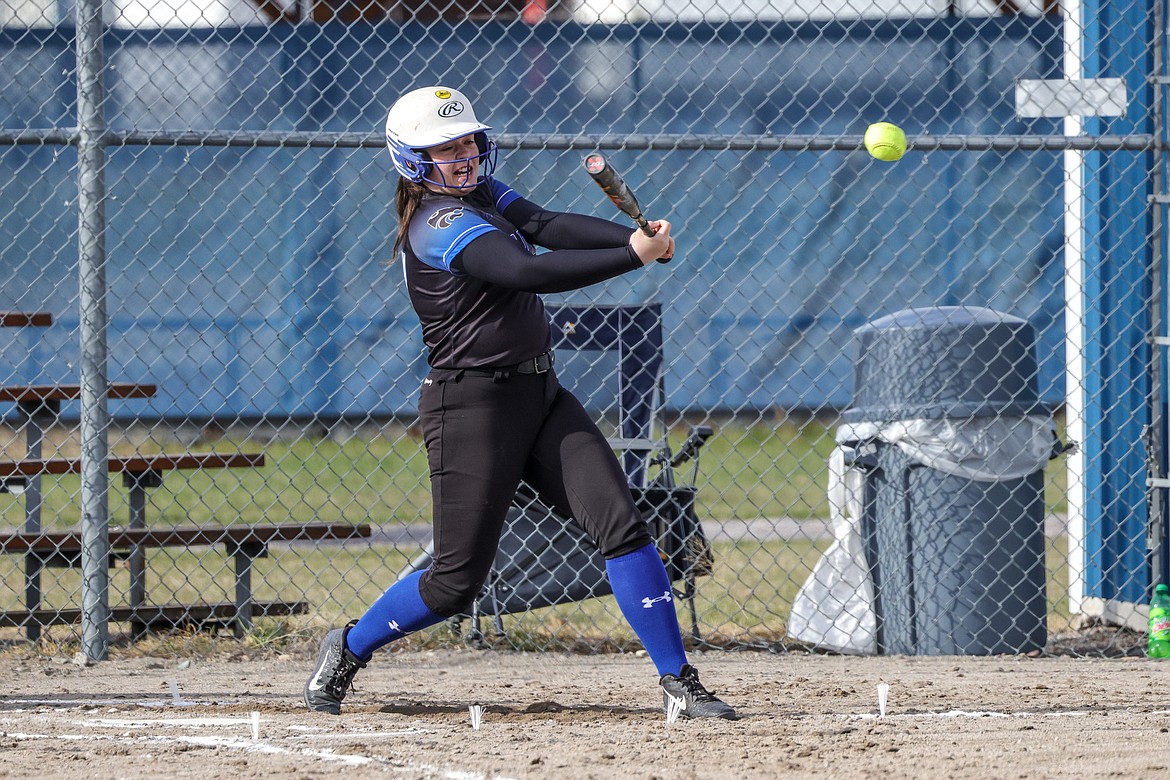 Senior Maddy Collins gets a hit at home against Browning last week. (JP Edge photo)