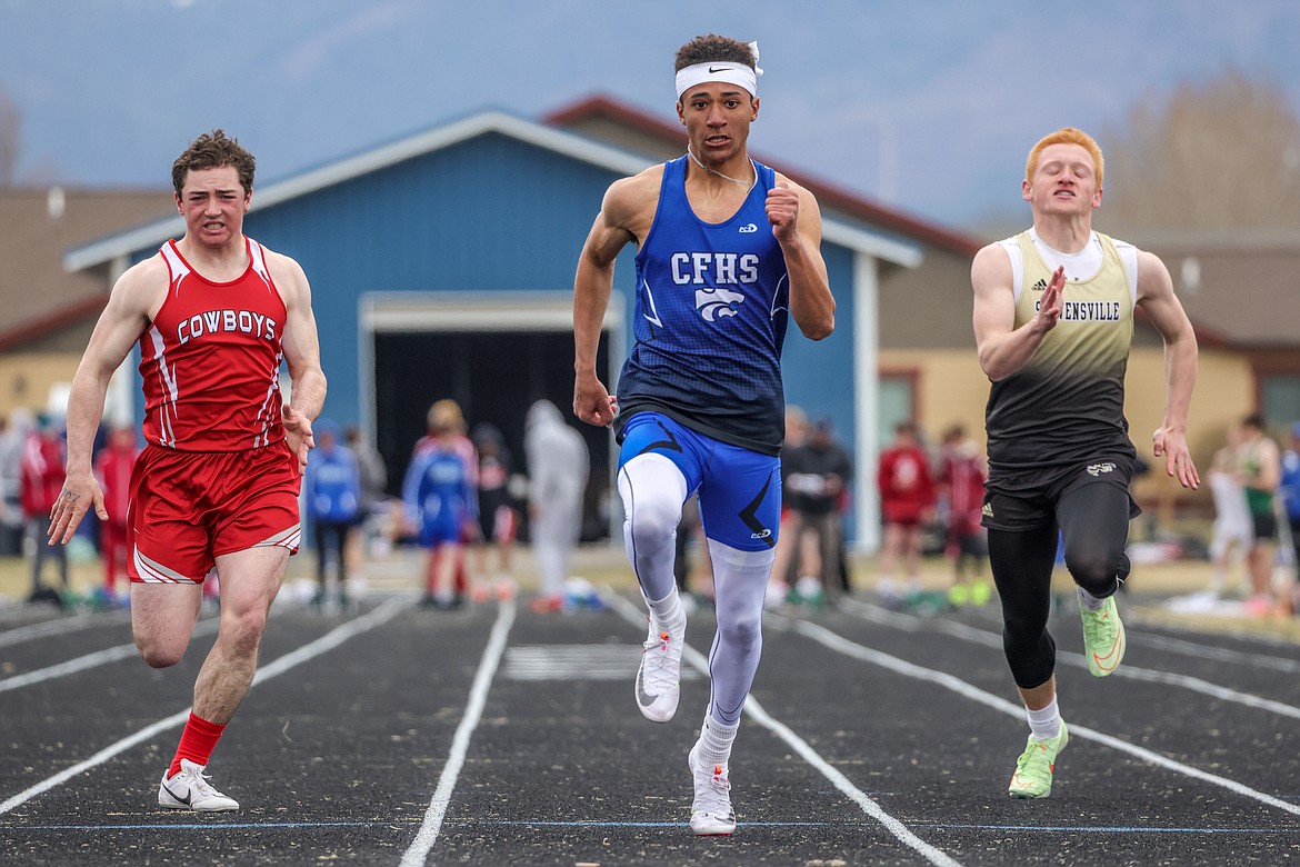 Malaki Simpson won the 100m 200m dash on Saturday at the Iceberg Invite at home. (JP Edge photo)