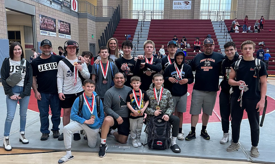 Courtesy photo
Team Real Life competed at the freestyle and Greco-Roman wrestling state championships last weekend in Twin Falls. In the front row from left are Gage Loftin, coach Abel De La Rosa, Colt O'Brien and Rider Seguine; and back row from left, Kristin O'Brien, coach Norm Leslie, Josh Stone, Matthew Hamilton, Logan Loaiza, Bridgette Seguine, Zach Campbell, Trey Smith, Duane Leslie, Jesse Villegas, coach Pete Reardon, Kadin Sims and Damion Hamilton.