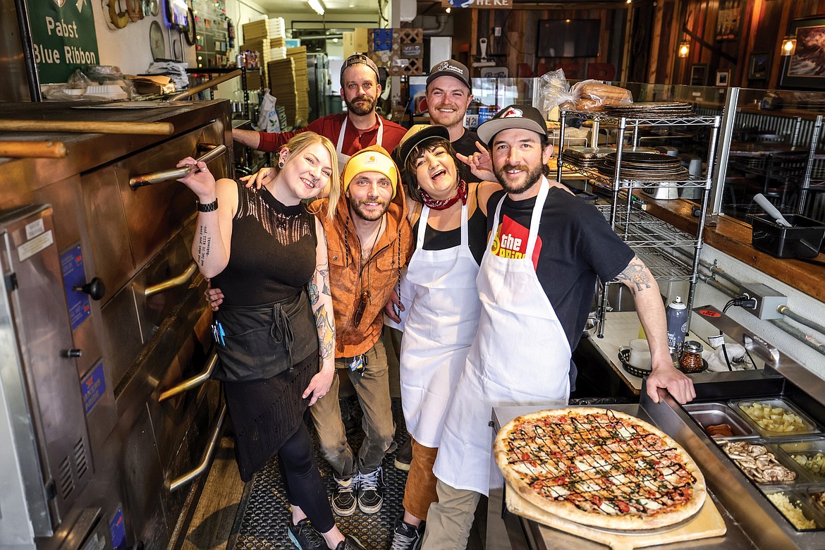 North Fork Pizza staff from left, first row, Madge Walker, Jack Helgoe, Nicole Crittenden, Zach Farbstein; second row, Luke Harmon, Chris Hines.
