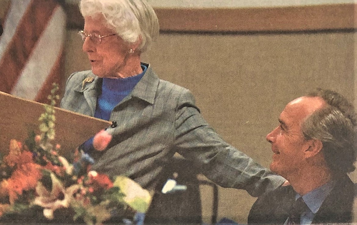 Honorary Chairman Louise Shadduck and former Gov. Dirk Kempthorne at the library fundraising kickoff.