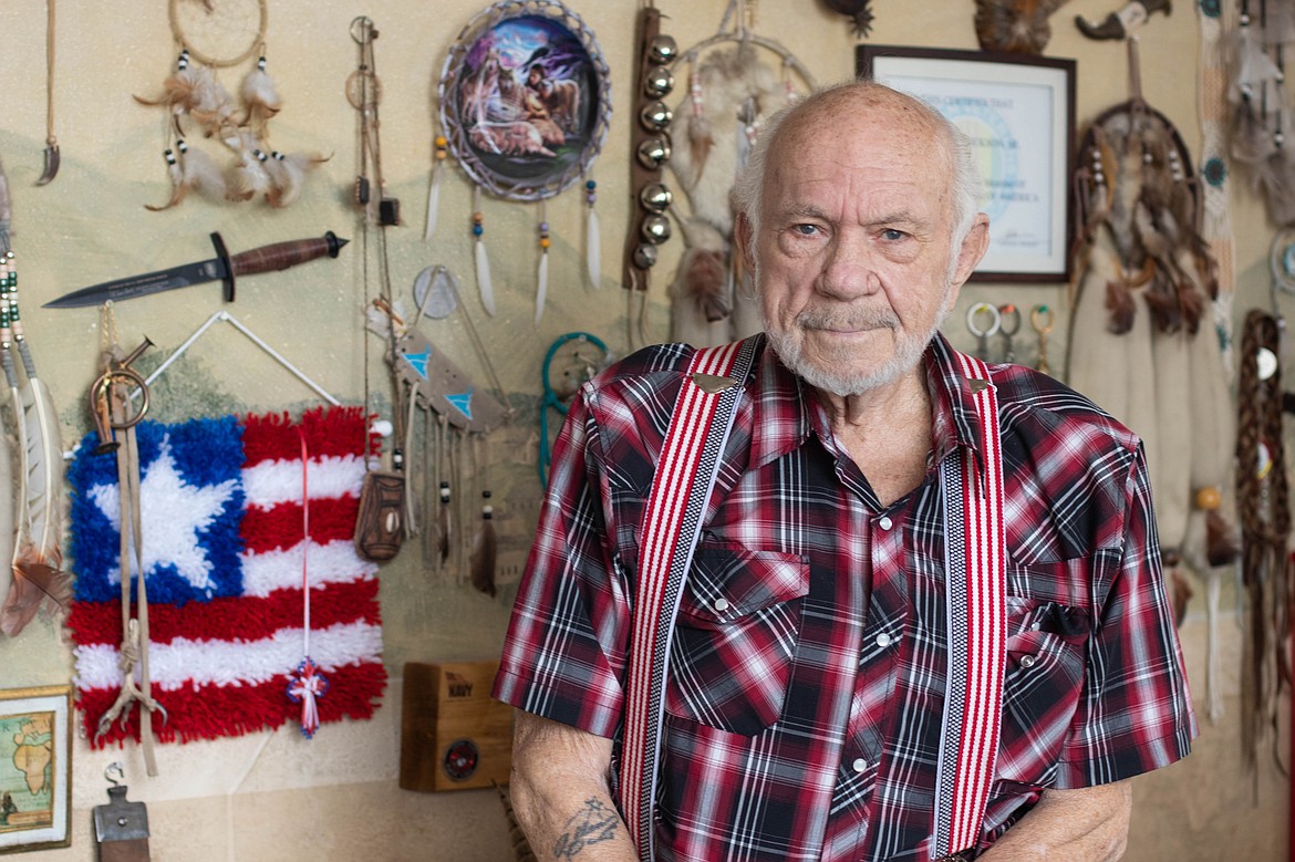 Allen Erickson, who started the Northwest Montana Veterans Food Pantry, poses for a portrait in his office on April 20, 2023. (Kate Heston/Daily Inter Lake)
