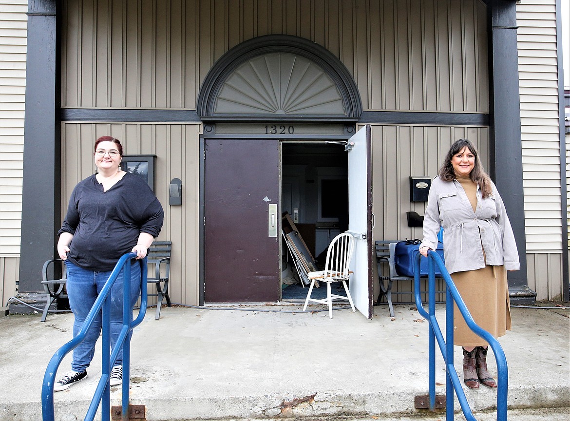 Lake City Playhouse President Brooke Wood, right, and board member Jessica Peterson pose in front of the theater.