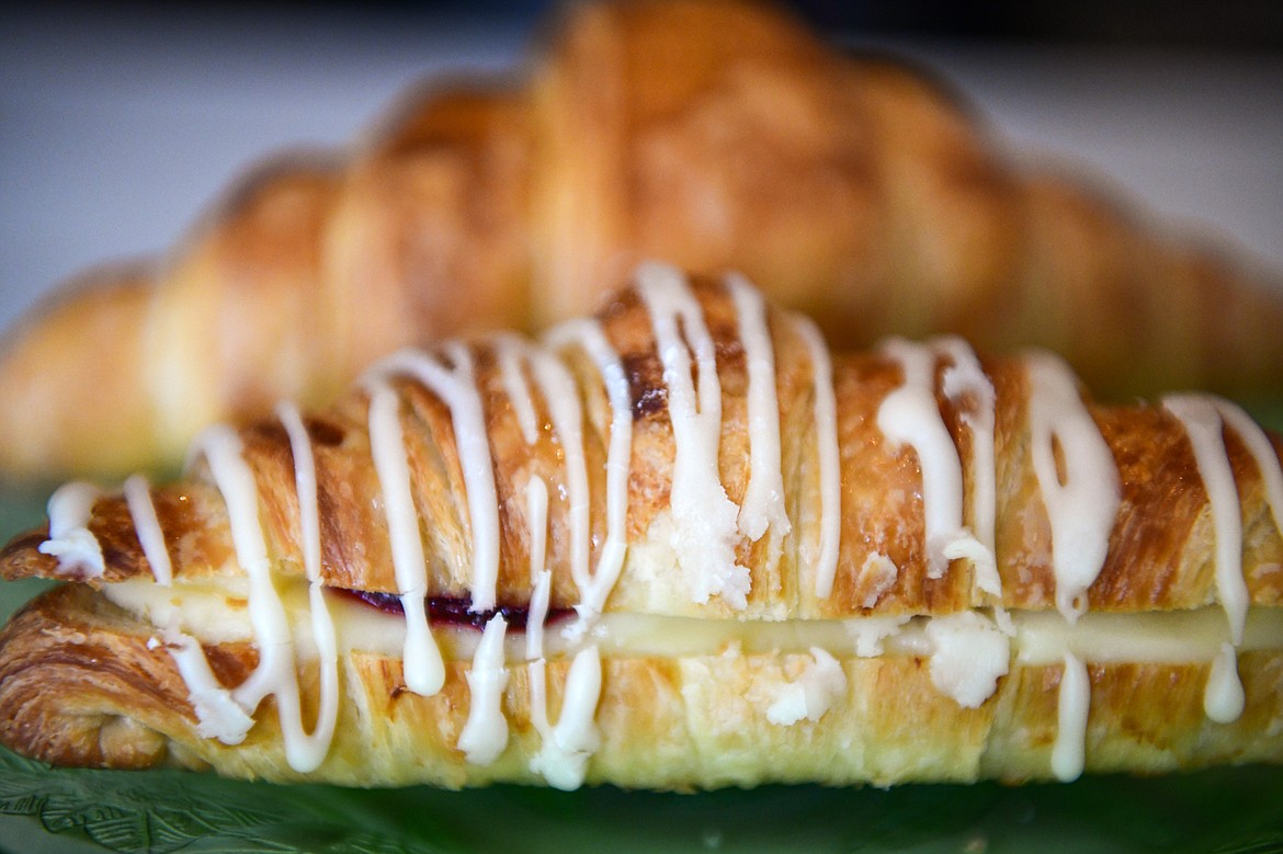 A raspberry cream cheese croissant and a plain croissant at Bonjour Bakery & Bistro in Kalispell on Thursday, April 27. (Casey Kreider/Daily Inter Lake)