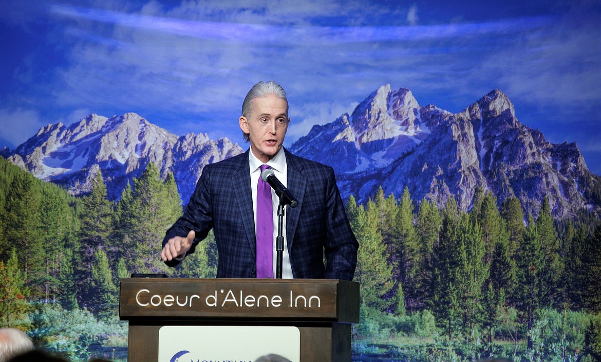 Trey Gowdy speaks at the Mountain States Policy Center's inaugural spring dinner at the Best Western Plus Coeur d'Alene Inn on Friday.