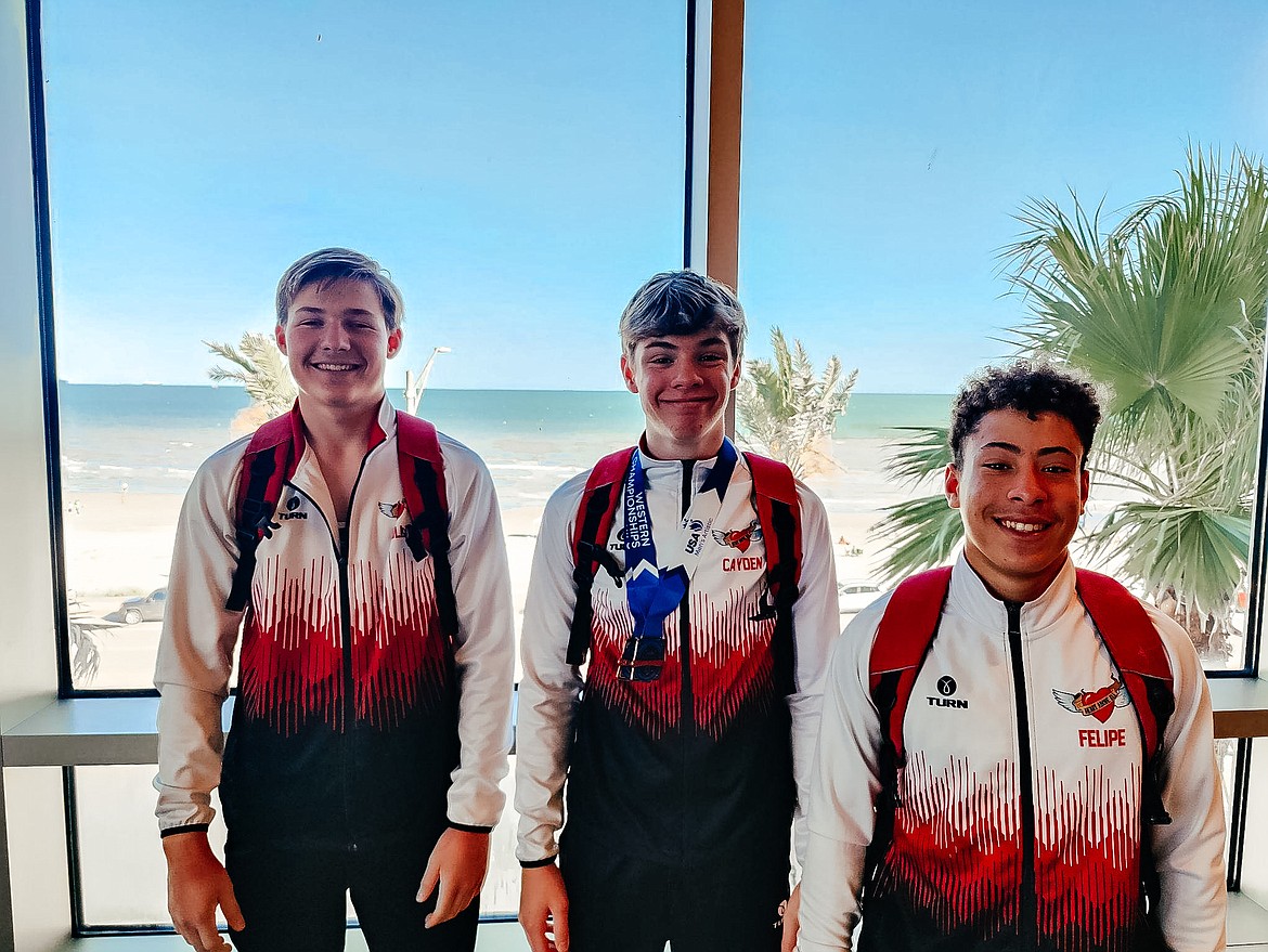 Courtesy photo
Avant Coeur Gymnastics Level 7s competed at Western Nationals in Galveston, Texas. From left: Collin Scott, Cayden Ptashkin and Felipe McAllister.