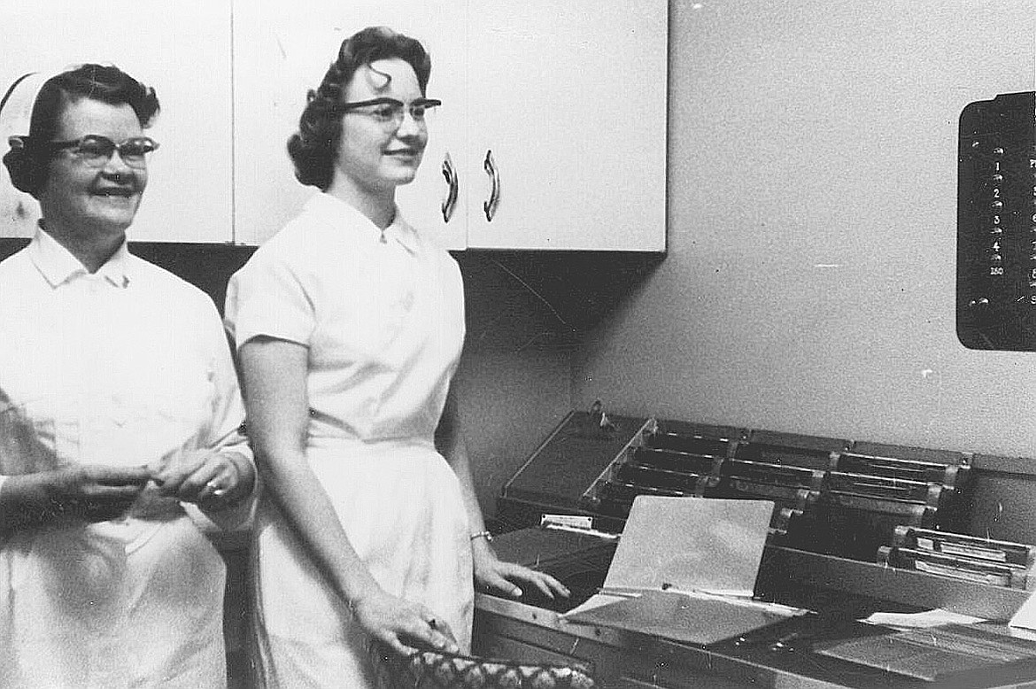 Nurse Mabel Mager, left, who was named hospital superintendent in 1955, recalled “we didn’t even keep charts" in the early days.