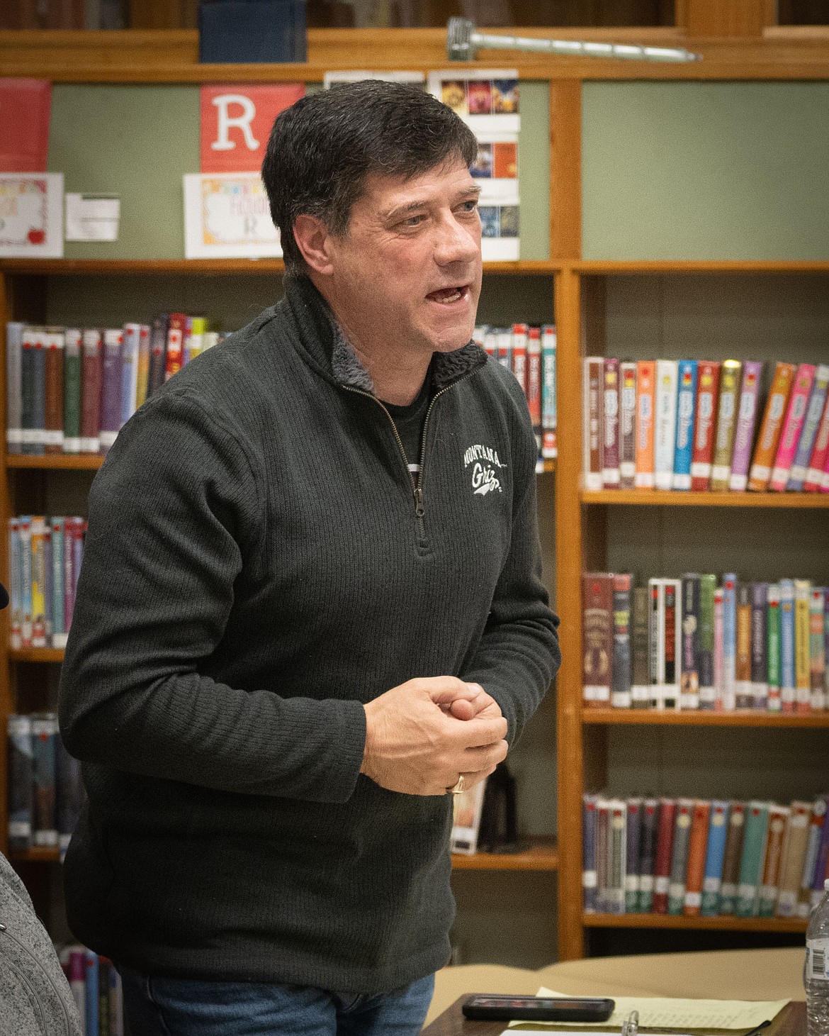 Plains School District Superintendent Thom Chisholm speaks at last week's school board meeting. (Tracy Scott/Valley Press)