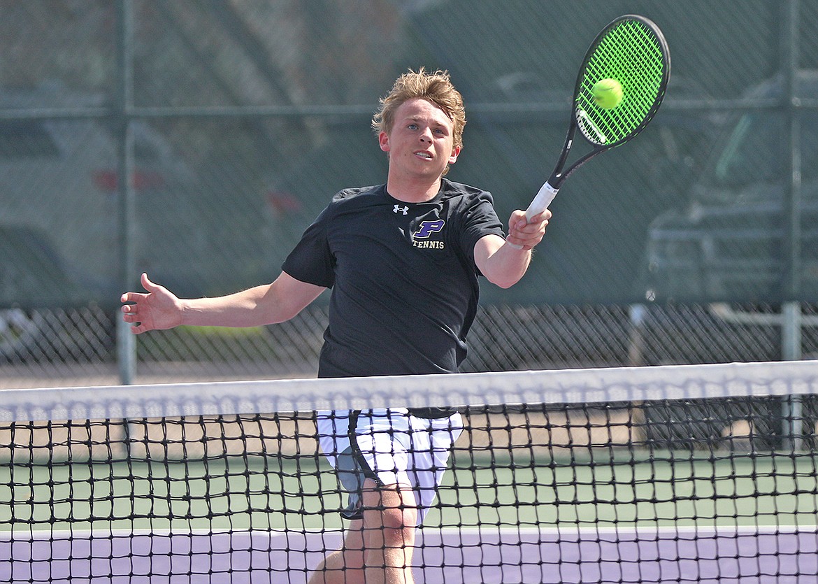 Polson senior Trent Wilson handily defeated Jax Ramage during last Thursday's match against Columbia Falls. (Bob Gunderson photo)