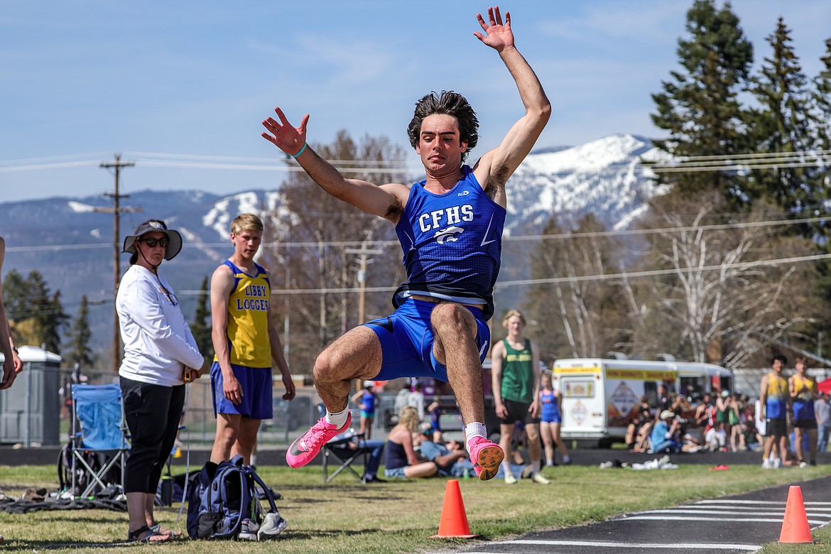 Senior Jace Duval won the long jump on Saturday in Whitefish, with a jump over 21 feet. (JP Edge photo)