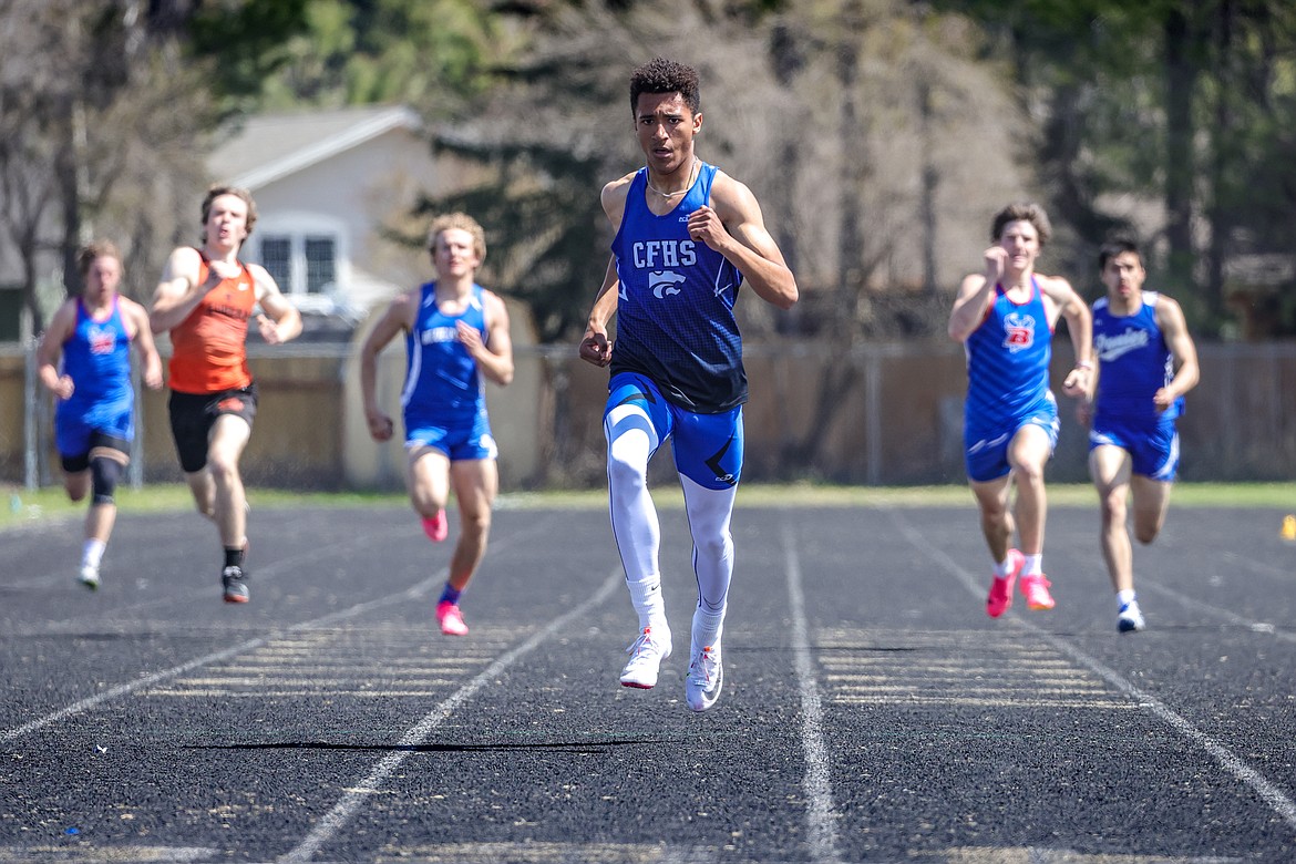 Junior Malaki Simpson won the 400m in Whitefish on Saturday. (JP Edge photo)