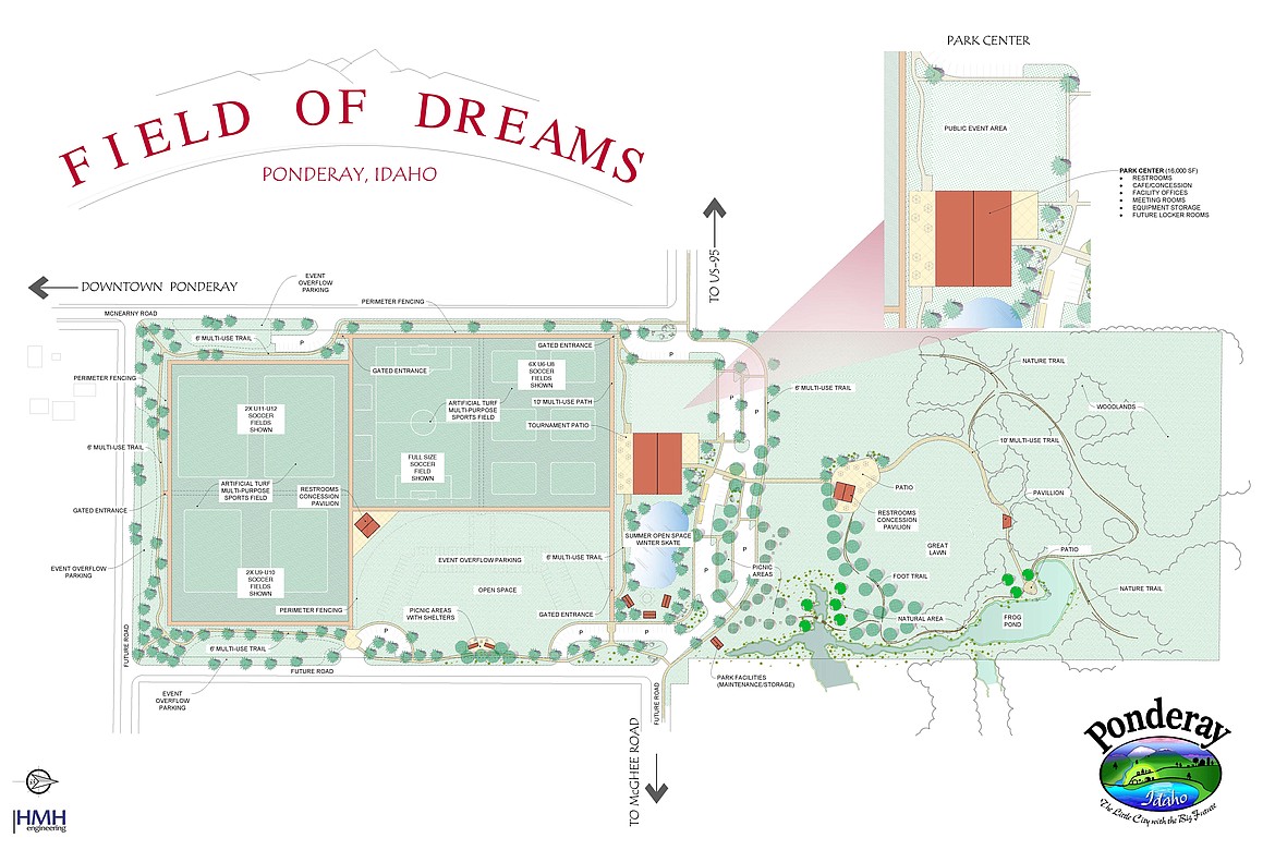 An architect's rendition of what the first phase of the Field of Dreams could include.