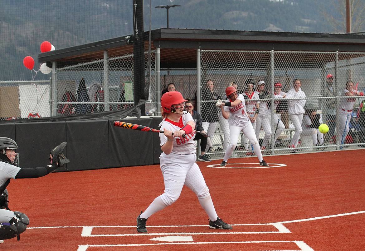 Elizabeth Dysart hits a single in game against Lewiston earlier this season.