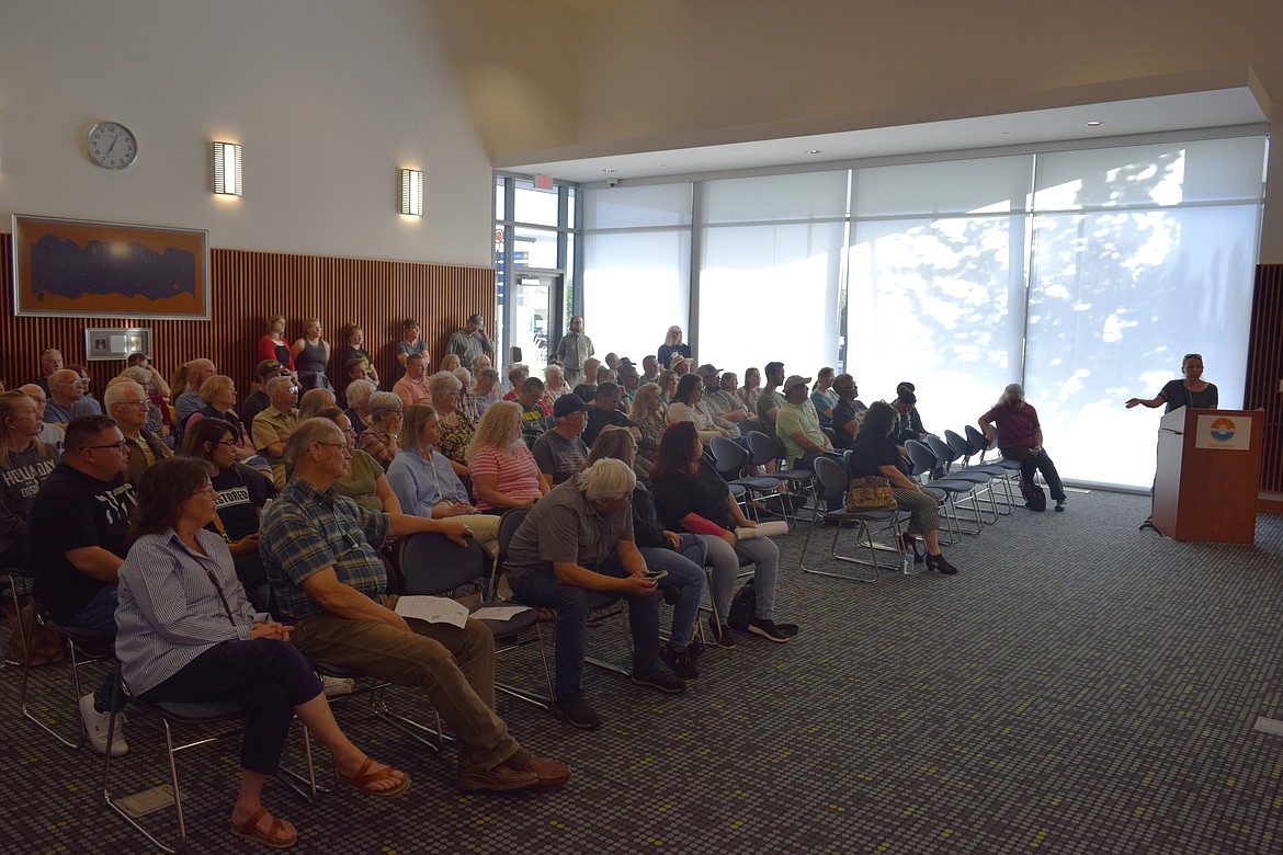 A well-attended Moses Lake City Council Chamber during Tuesday night’s public meeting to solicit input for a future site to park RVs and other vehicles used as residences.