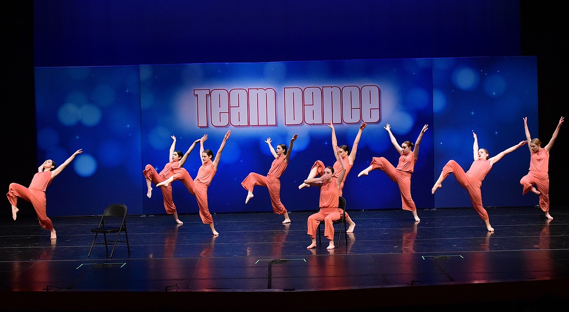 Northern Dance Academy dancers perform the Ashara dance Saturday, April 29 during the Team Dance National Dance Competition in Schuler Performing Arts Center on the North Idaho College campus. Northern Dance Academy is a professional dance studio in Dalton Gardens.