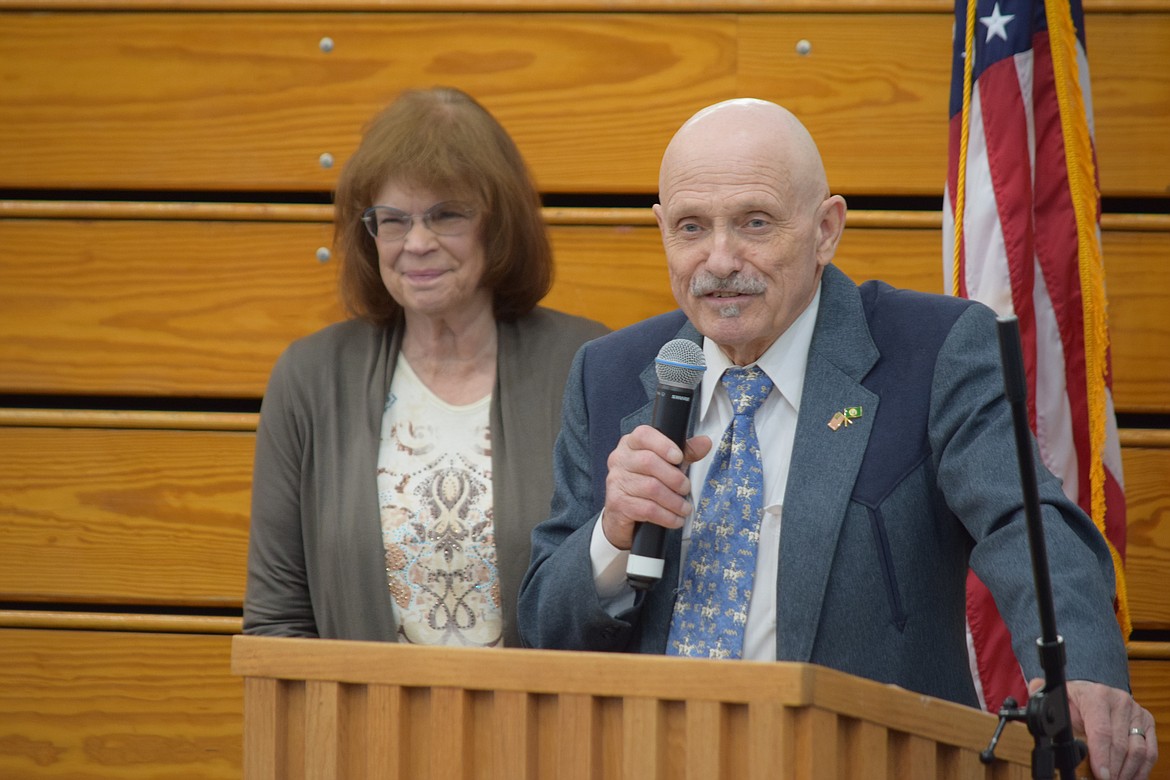 Sen. Judy Warnick, R-Moses Lake, and Rep. Tom Dent, R-Moses Lake, at the annual Mayor's Prayer Breakfast at the Moses Lake Christian Academy on Tuesday. Warnick and Dent will be voting on an as-yet-unknown measure to establish drug possession laws in Washington during a special session of the Washington Legislature.