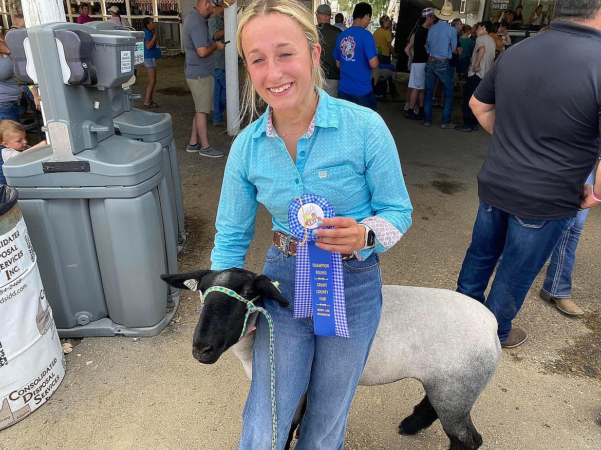 Moses Lake High School FFA member Kyia Hunter worked with her lamb during the summer, and the work paid off with awards at the 2022 Grant County Fair.
