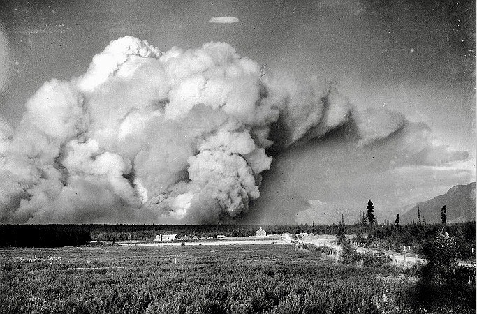 The 1929 Half Moon Fire threatened Columbia Falls, and then raced into Glacier National Park, eventually scorching over 162 square miles. (Courtesy photo)