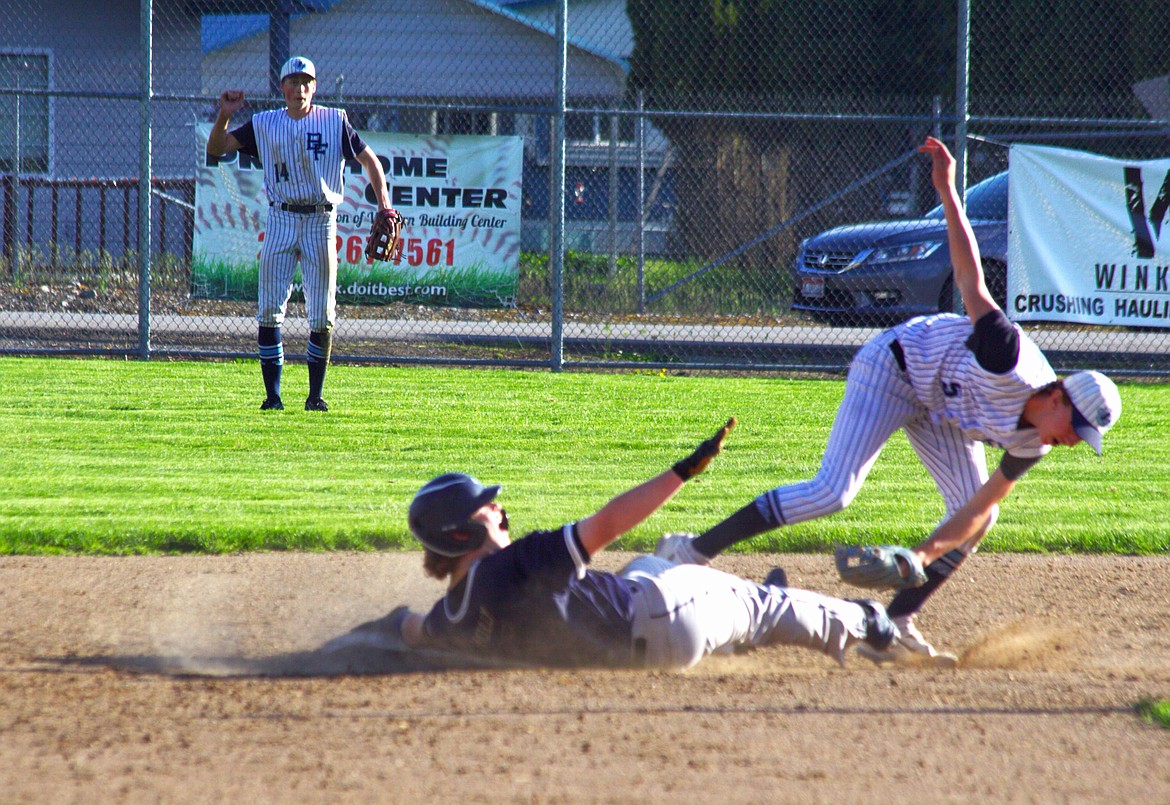 Brody Rice gets Timberlake baserunner out at second base.