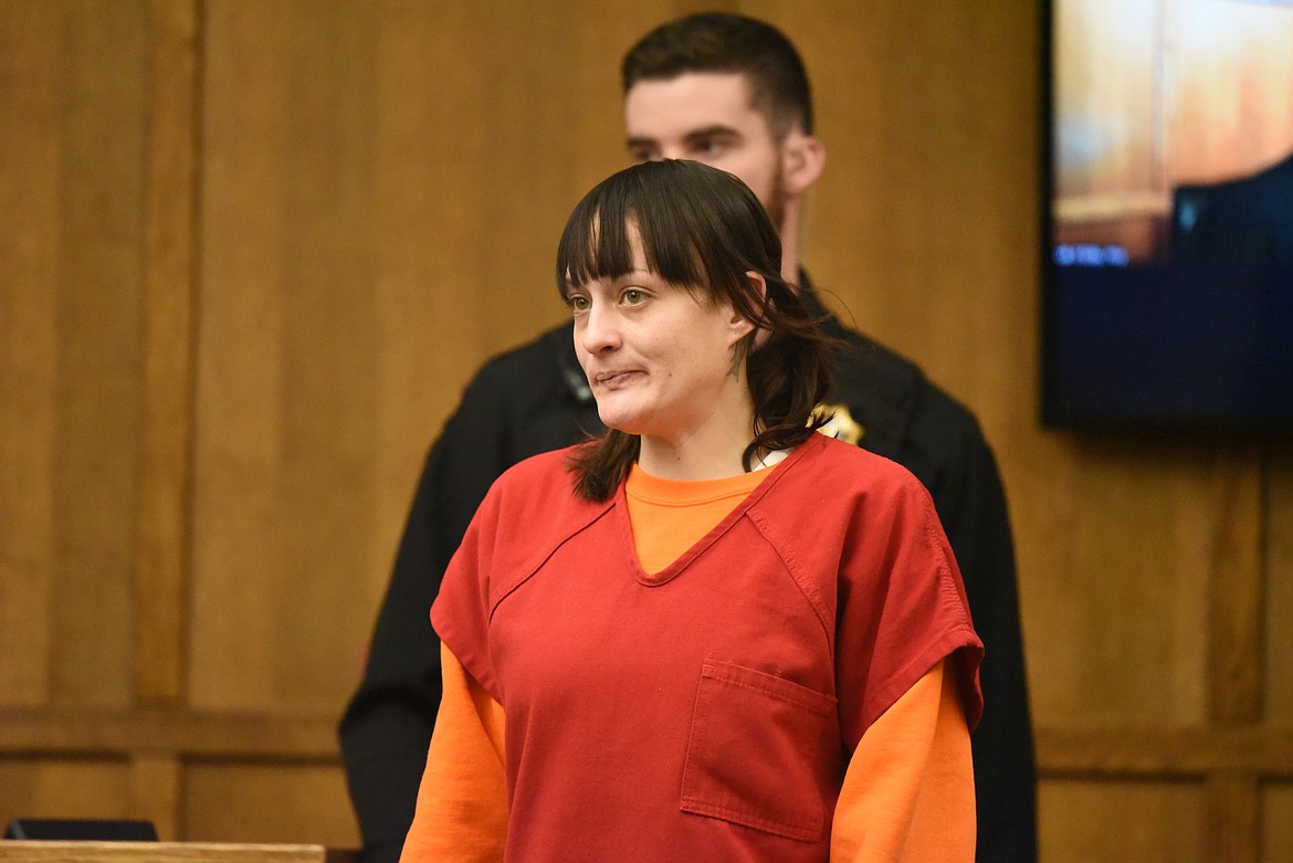 Ashley Katherine Coil appears in Flathead County District Court for her arraignment on a felony burglary charge on Dec. 1, 2022. (Derrick Perkins/Daily Inter Lake)