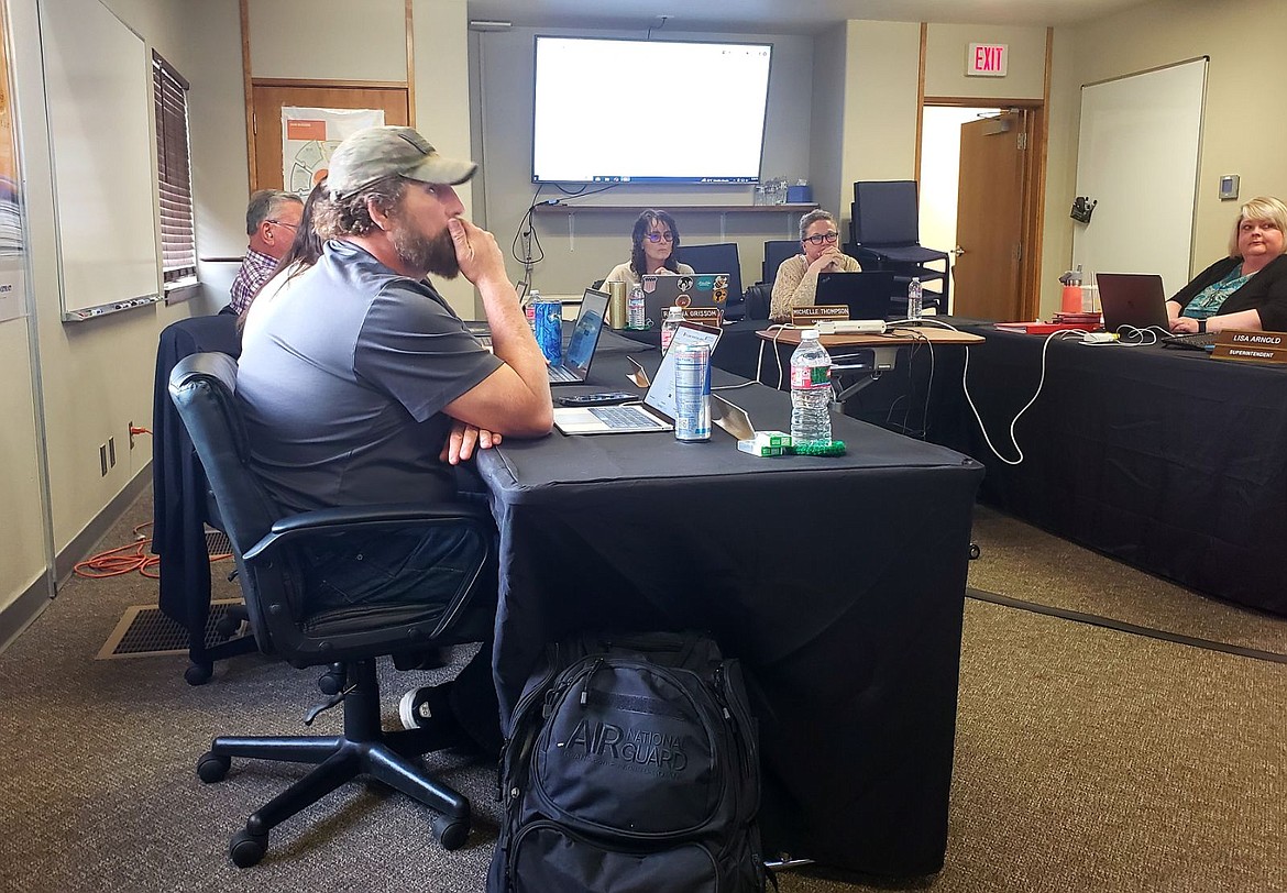 Lakeland Joint School District trustees discuss policies regarding gender Monday at a regular meeting of the school board at the district office in Rathdrum.