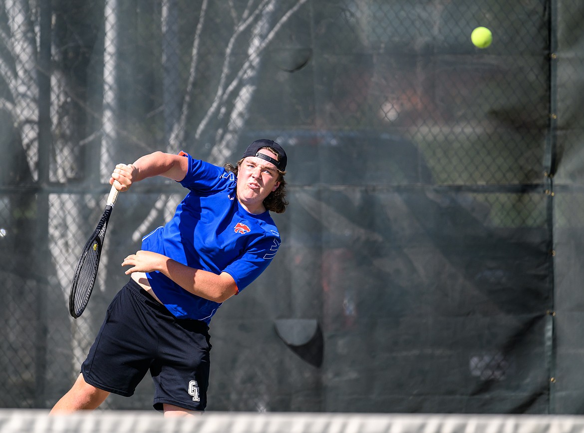 Will Pickard plays doubles last week against the Bulldogs. (Chris Peterson photo)