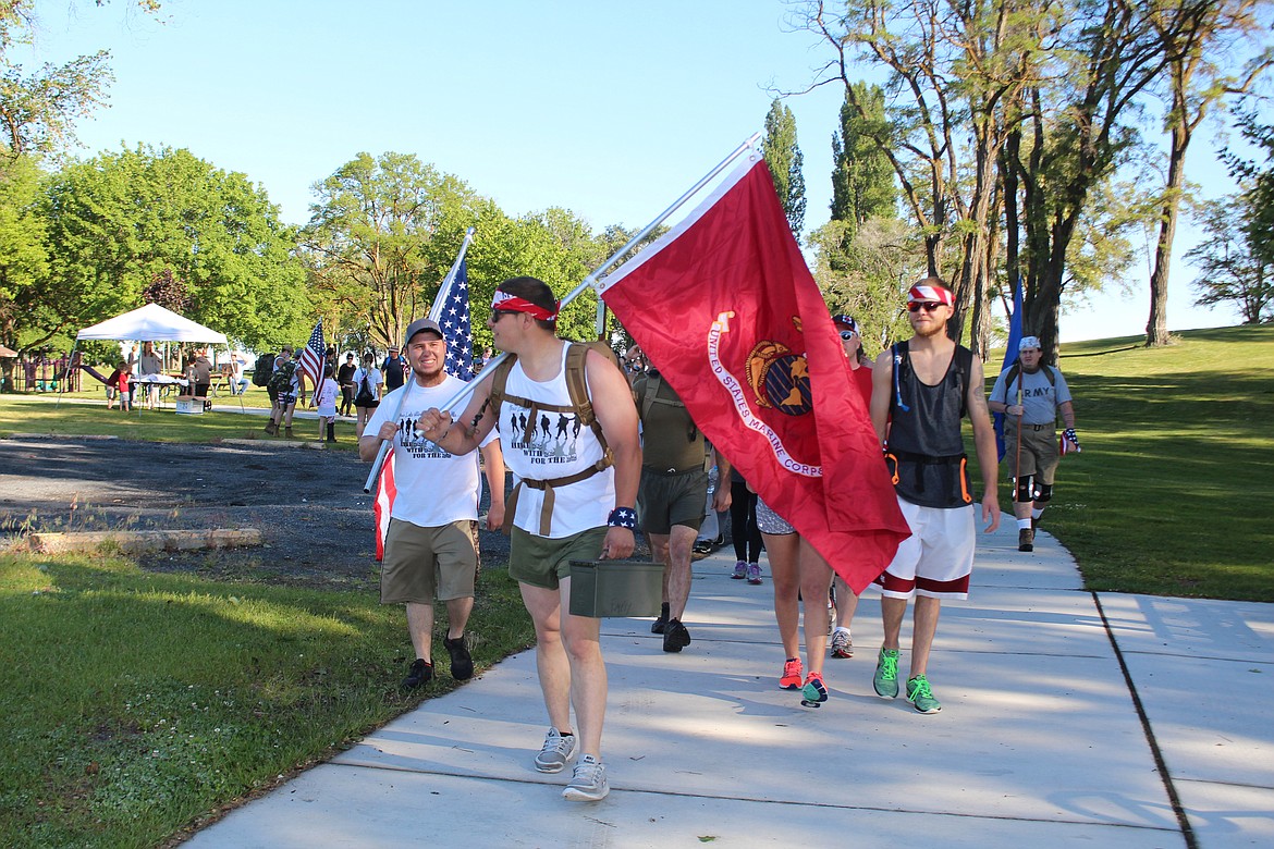 Walkers leave Blue Heron Park on the first Hike 22 in 2018, tpo raise awareness of veteran suicide. This year’s event is May 20.