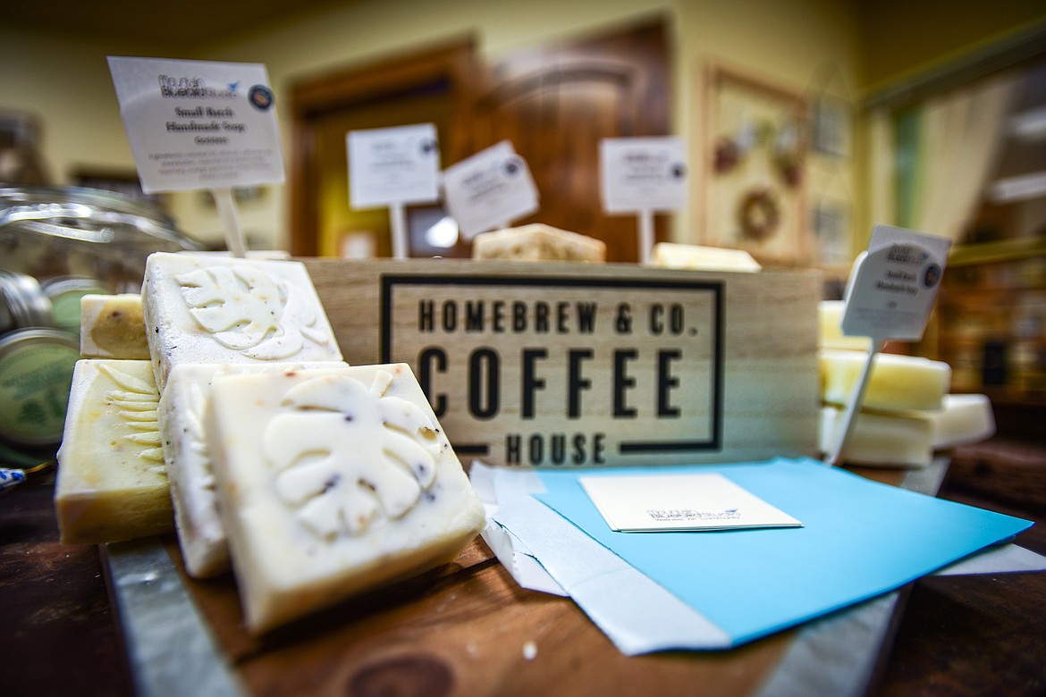 Small-batch handmade soaps by Mountain Bluebird Studio at Bluebird & Honeybee Mercantile in Bigfork on Wednesday, May 10. (Casey Kreider/Daily Inter Lake)