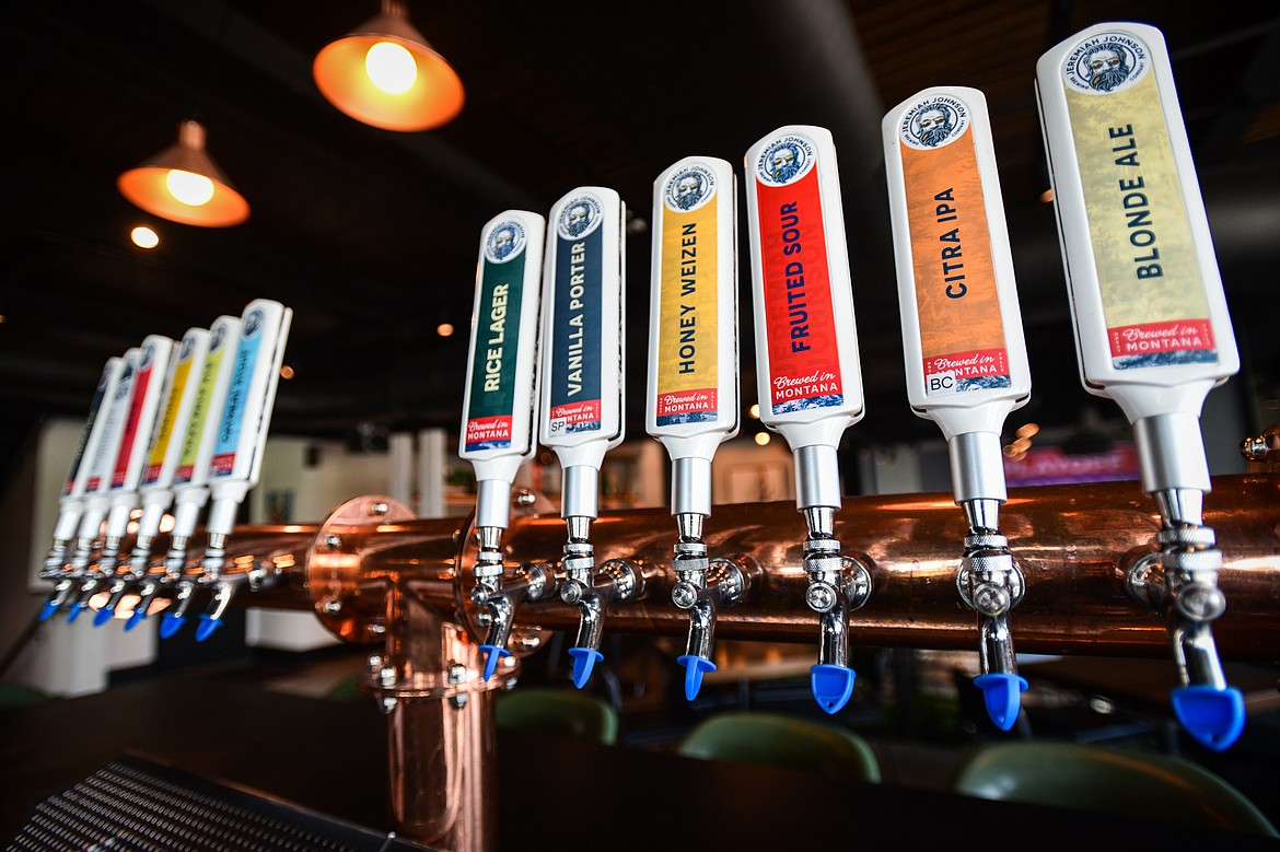 Jeremiah Johnson Brewing Co. beers on tap at Blackstar in Whitefish on Wednesday, May 3. (Casey Kreider/Daily Inter Lake)