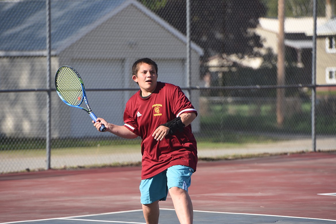 Troy's Sierra Gardner competes against Superior in a match on Thursday, May 11, at the Troy Activity Center. (Scott Shindledecker/The Western News)