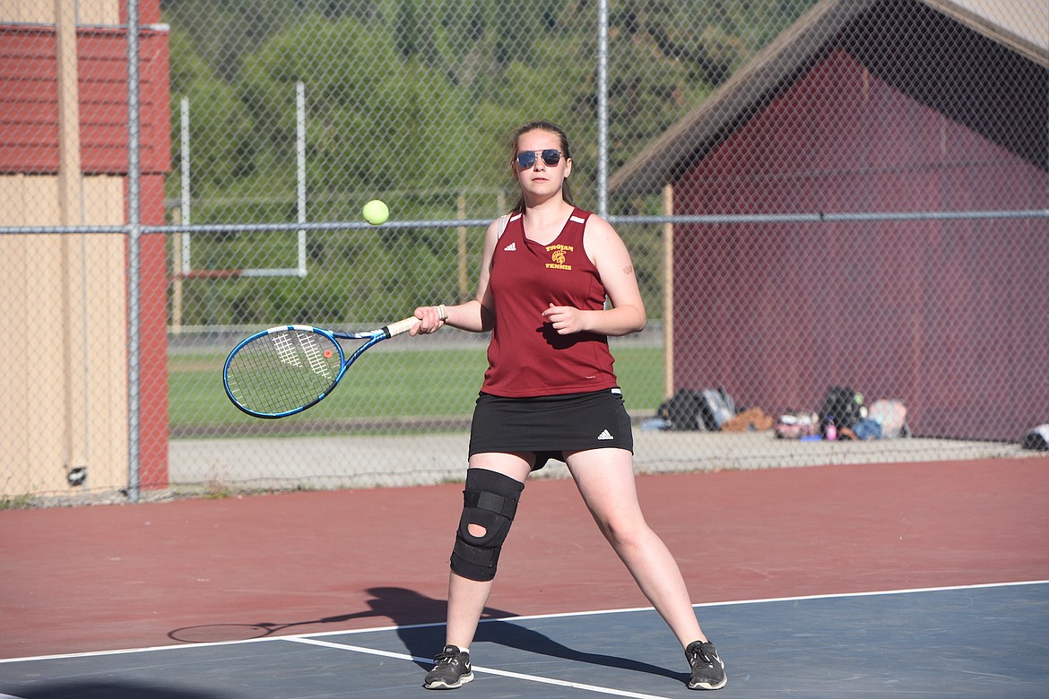 Troy's Sophia Simanovicki competes against Superior in a match on Thursday, May 11, at the Troy Activity Center. (Scott Shindledecker/The Western News)
