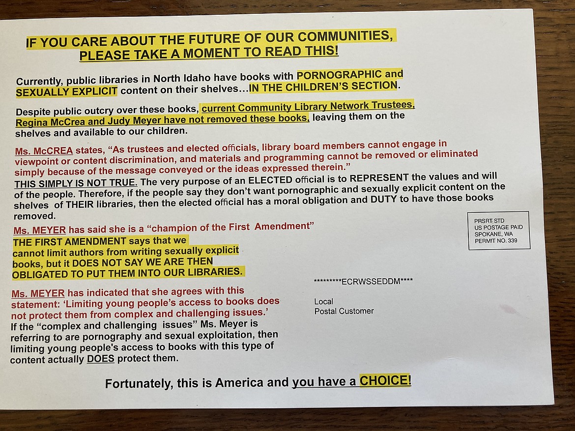 A political mailer that has circulated in Kootenai County sparked numerous complaints over alleged violations of campaign finance laws.