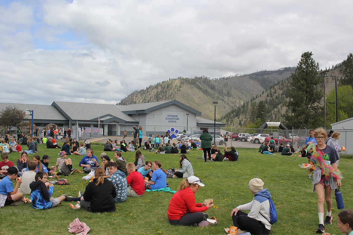 Elementary students from all 3 county schools had lunch and relaxed on the Superior Elementary School playground after participating in the annual Fun Run.