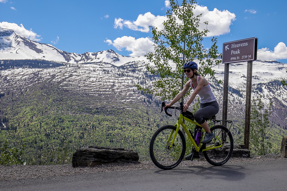 Caroline Peters rides down from the loop on Monday. (JP Edge photo)