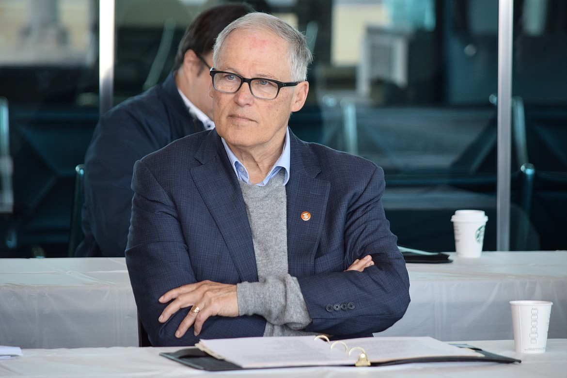 Gov. Jay Inslee at the Grant County International Airport earlier in 2023.