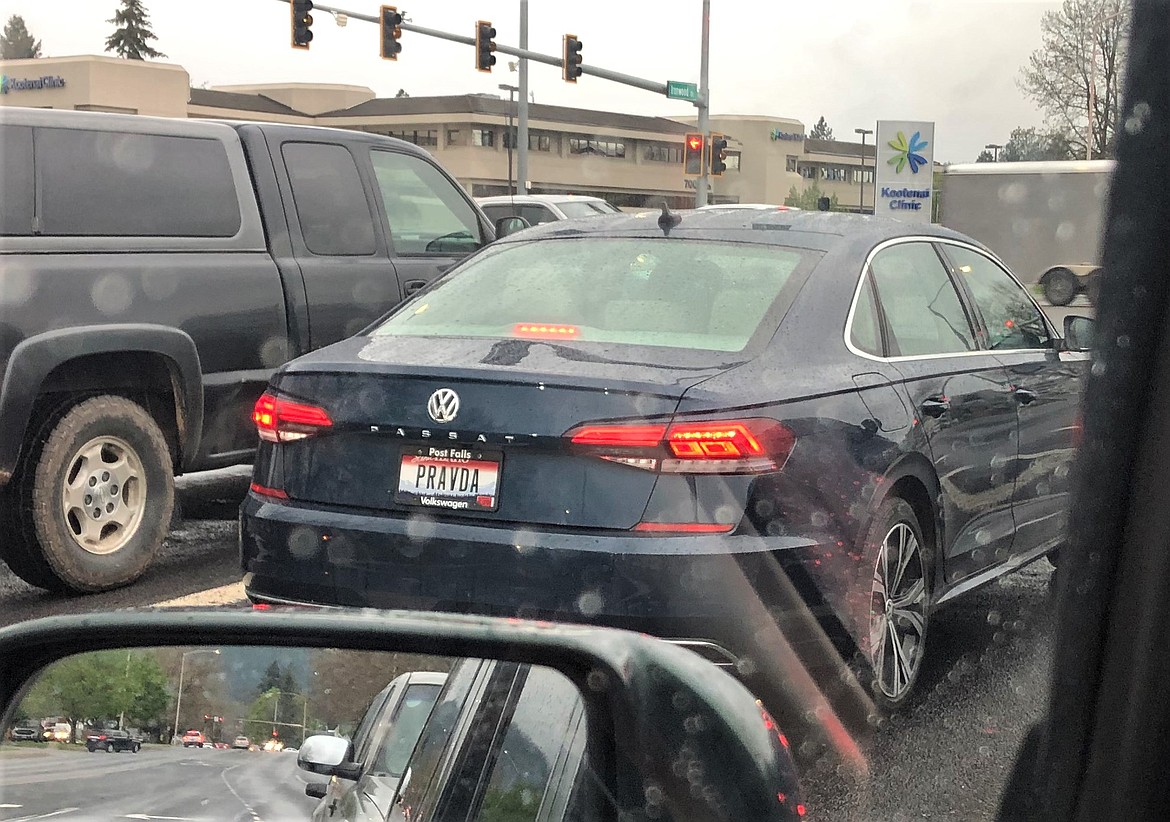 Tanya Pray and her vanity plate near Kootenai Health.