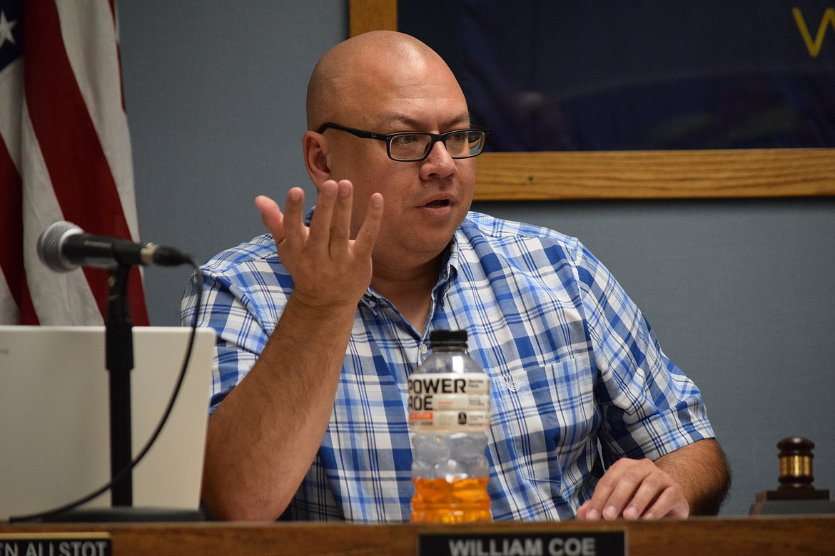 Ephrata Mayor Pro-Tem William Coe speaking in opposition to a proposal to eliminate additional Parks and Recreation fees for non-residents at a regular city council meeting on Wednesday.