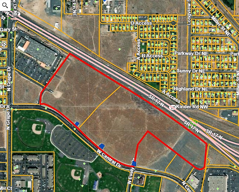 RVs are currently parked in the stub outs - indicated in blue - but if they have not been moved by those living in them by May 25, the city of Moses Lake intends to impound them and remove those residing in them. The property outlined in Red on the map above is owned by Ted Yao.