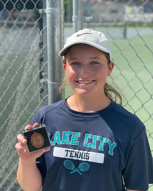 Courtesy LAKE CITY TENNIS
Lake City High junior tennis player Maddy Nesbit finished fourth in girls singles at the state 5A tournament on Saturday.