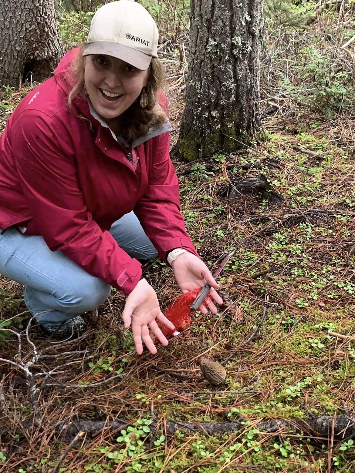 It's pretty easy to get excited when you are out treasure-hunting for morels. (Photos courtesy/Rebekah McGuffey)