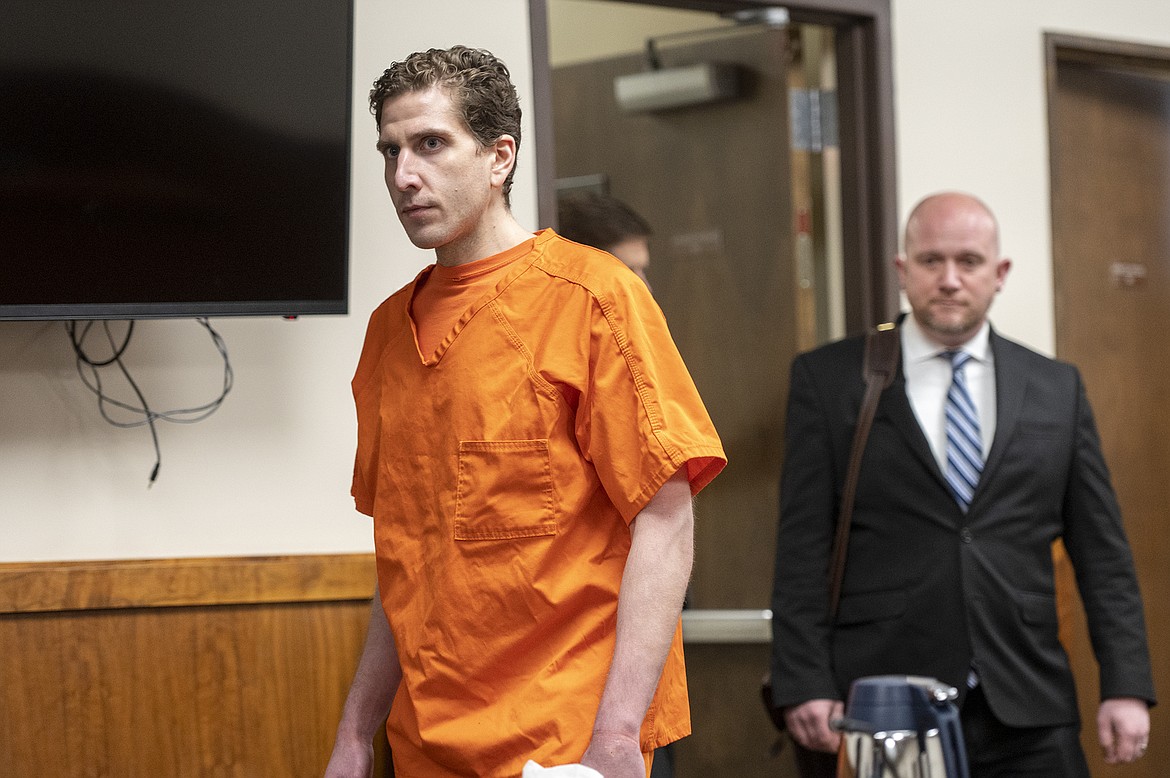 Bryan Kohberger enters the courtroom for his arraignment hearing in Latah County District Court, Monday, May 22, 2023, in Moscow, Idaho. Kohberger is accused of killing four University of Idaho students in November 2022.