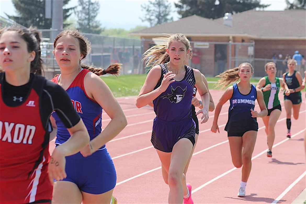 Charlo's Aida Cote was second in the 400-meter run at Western C Divisionals with a personal best and breaking the school’s record for that event. (Michelle Sharbono photo)