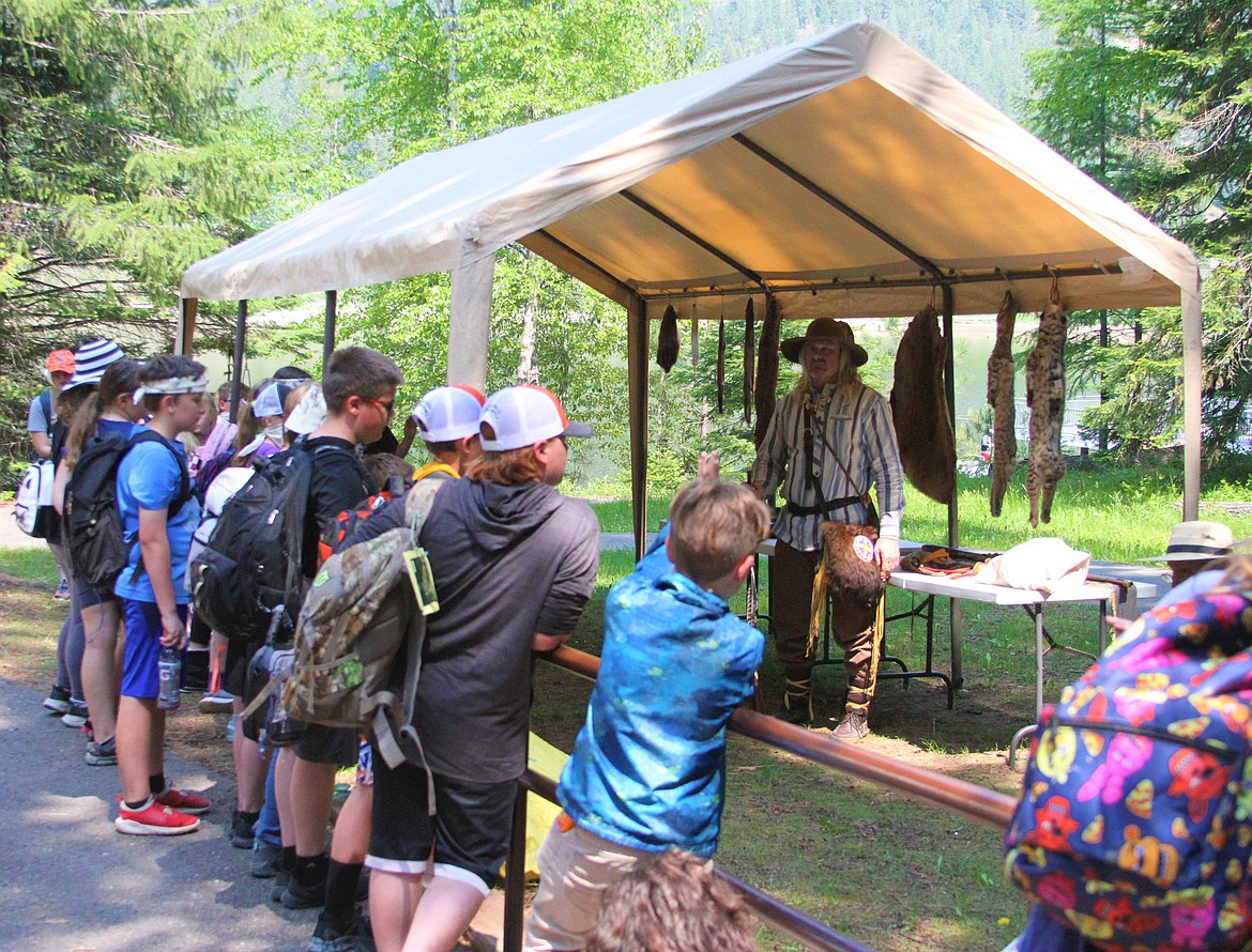 Priest River and Idaho Hill students learn about fur trapping and how to safely start a fire on Friday afternoon