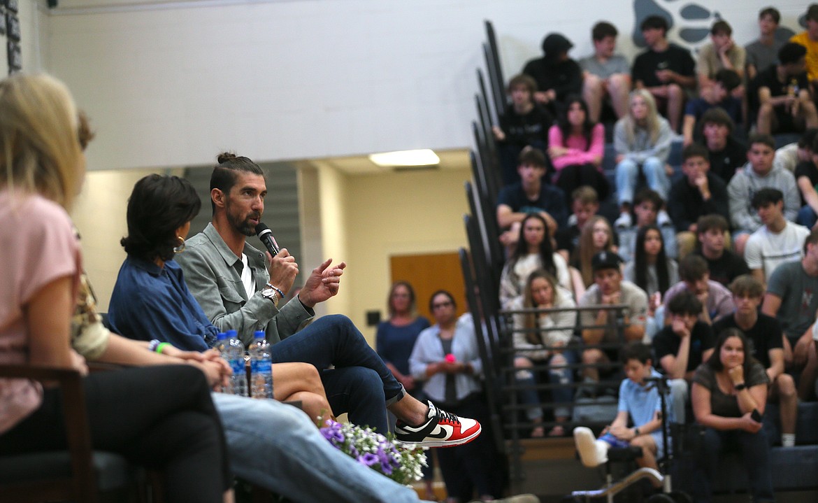 Olympic swimmer and record-breaking gold medalist Michael Phelps on Monday speaks to Lake City High School students about his mental health journey. He also appeared at Coeur d'Alene High earlier in the day and Sunday evening at the Kroc Center.