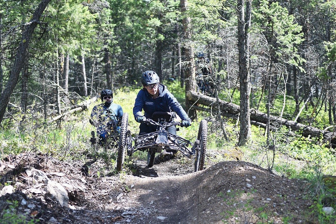 Julie Tickle, Executive Director of DREAM Adaptive Recreation rides Otter Pop, a trail on Spencer Mountain, last week. (Julie Engler/Whitefish Pilot)