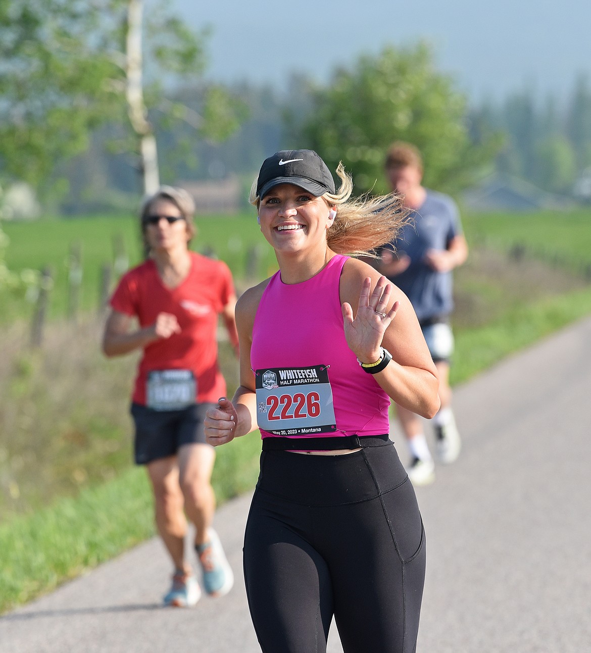Brittni Mauro from Spokane competes in the half marathon race during the Whitefish Marathon on Saturday. (Julie Engler/Whitefish Pilot)