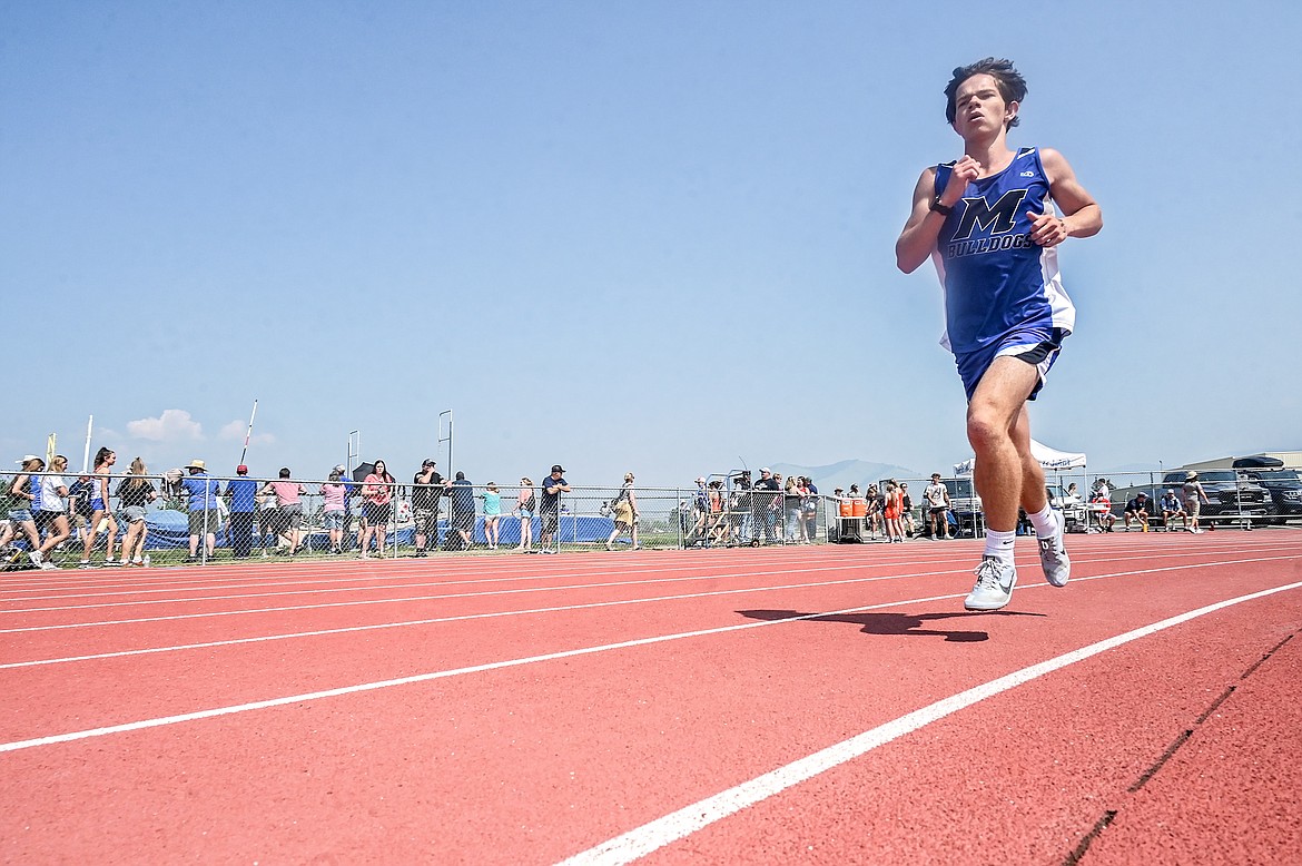 Mission's Zoran LaFrombois won the 3,200-meter run and placed fourth in the 1,600-meter run at the Western B Divisional Track Meet in Missoula. (Christa Umphrey photo)